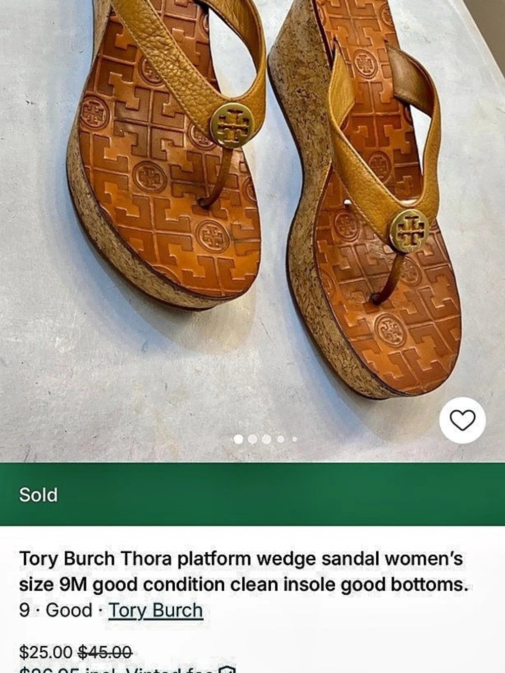 Tory Burch Thora Platform Wedge Sandal Sandals Brown & Gold US 9M